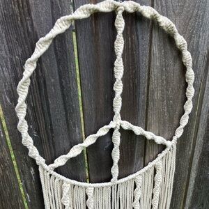 White macrame peace sign